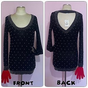 🏹🎻🎠VINTAGE 2000’s BOSTON PROPER METALLIC PEARL SWEATER…OPEN BACK…Sz S…NWT…🎻